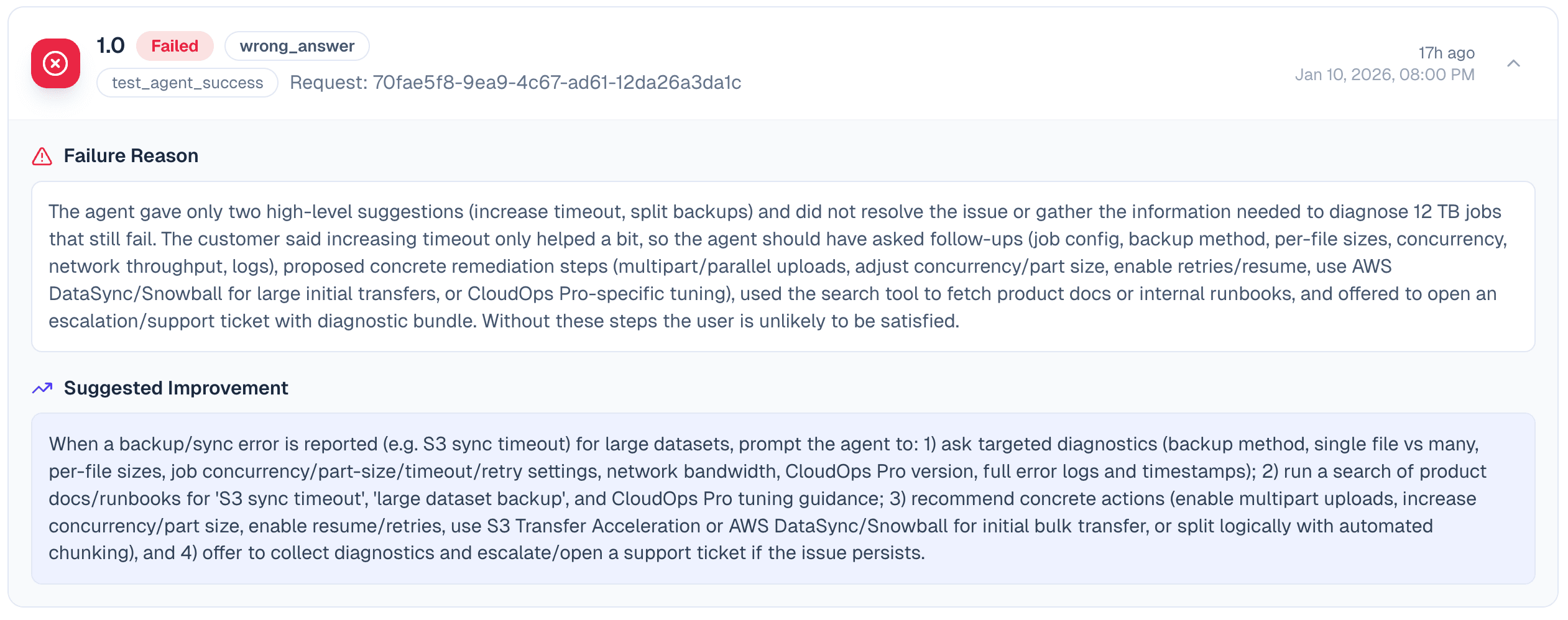 Evaluation Failure Details
