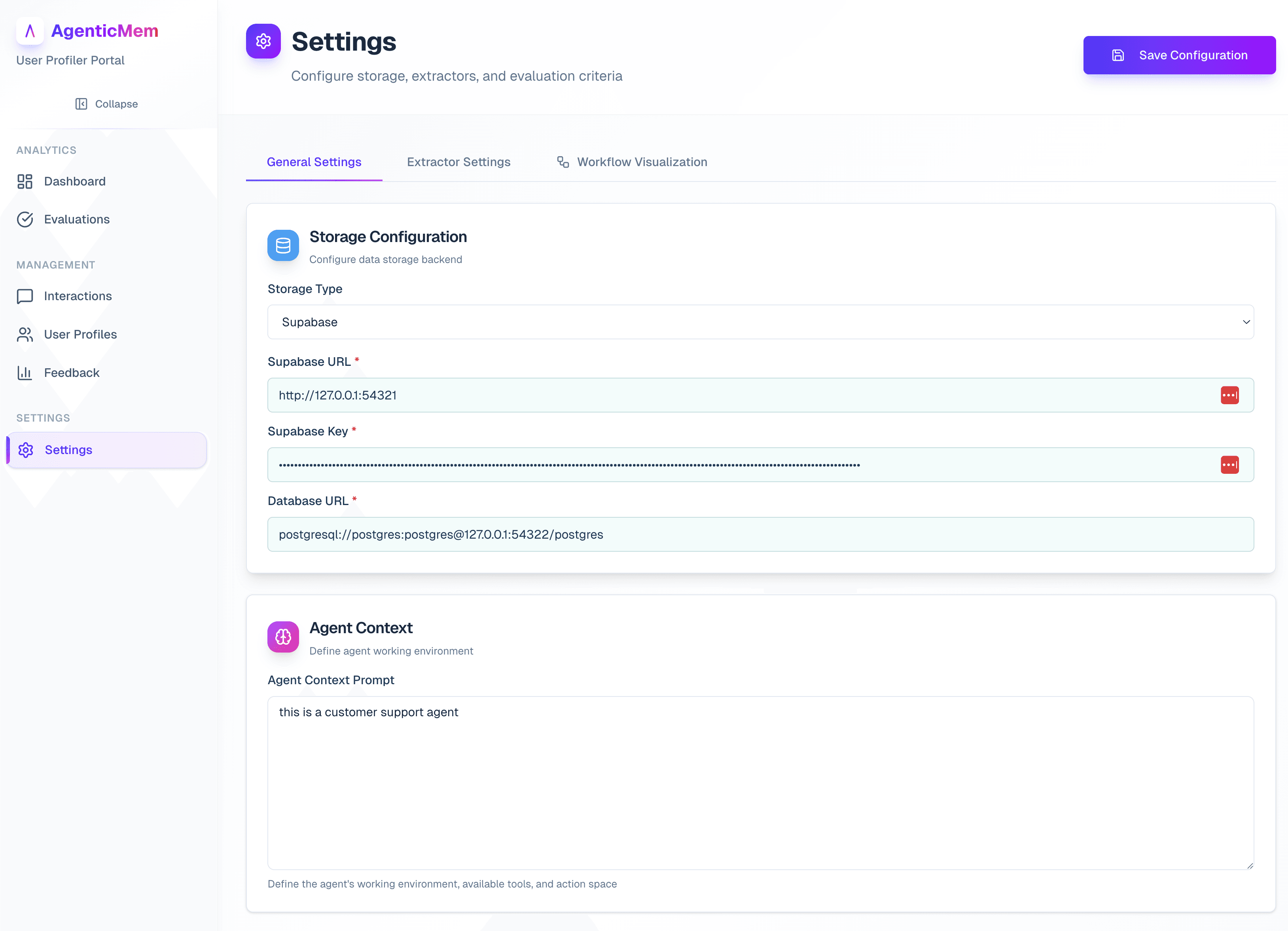 Settings Page