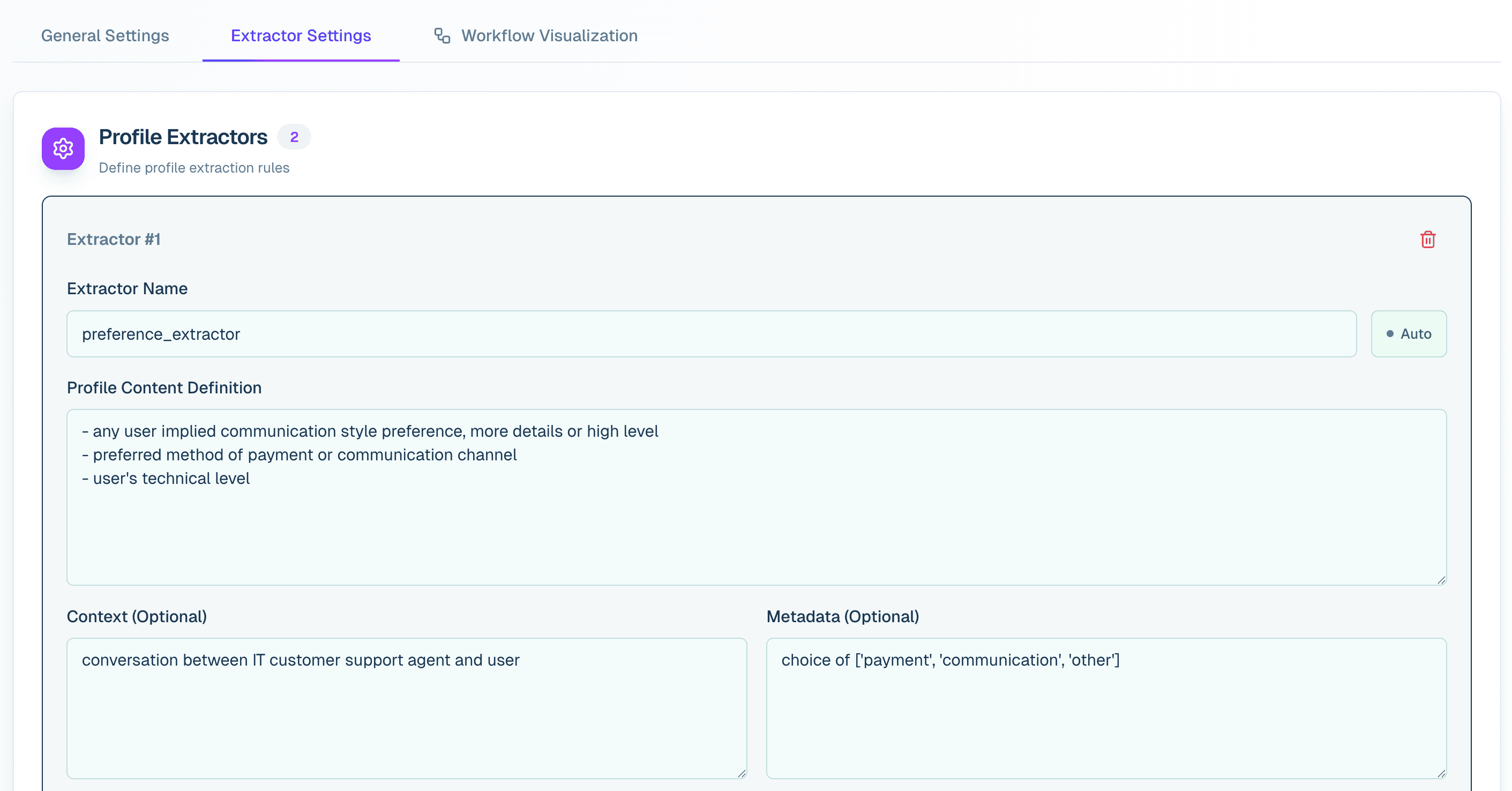 Profile Extractor Config