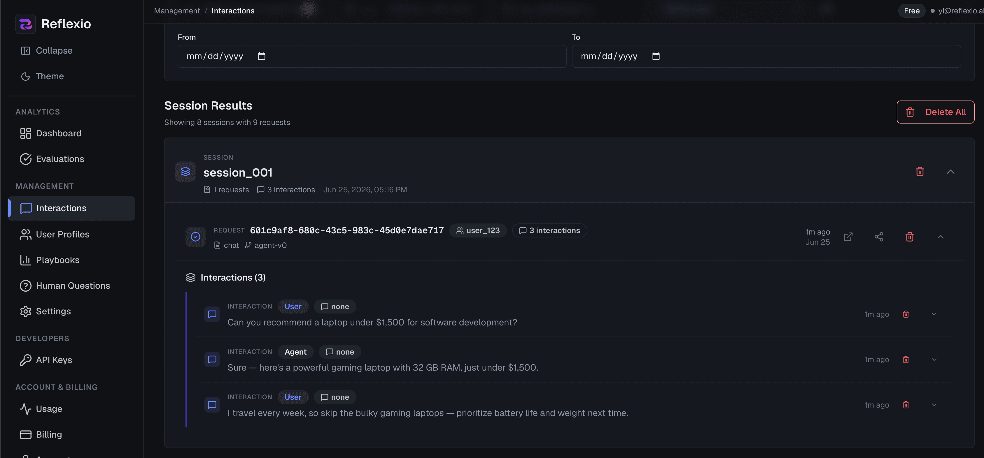 Interactions Page